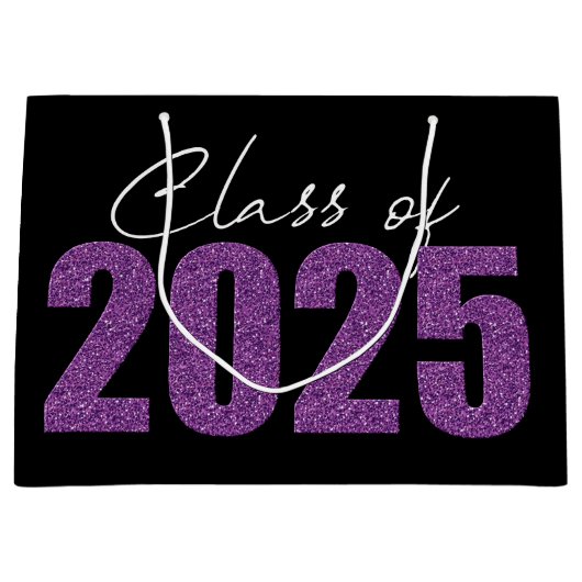 Paarse Glitter Klasse van 2025 Groot Cadeauzakje (Voorkant)