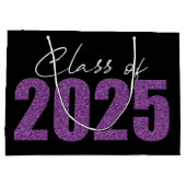 Paarse Glitter Klasse van 2025 Groot Cadeauzakje (Achterkant)
