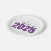 Paarse Glitter Klasse van 2025 Papieren Bordje (Gekanteld)
