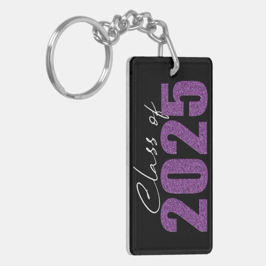 Paarse Glitter Klasse van 2025 Sleutelhanger (Voorkant Links)