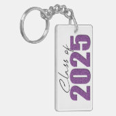 Paarse Glitter Klasse van 2025 Sleutelhanger (Voorkant Links)