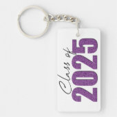Paarse Glitter Klasse van 2025 Sleutelhanger (Voorkant)