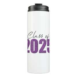 Paarse Glitter Klasse van 2025 Thermosbeker