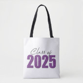 Paarse Glitter Klasse van 2025 Tote Bag (Voorkant)