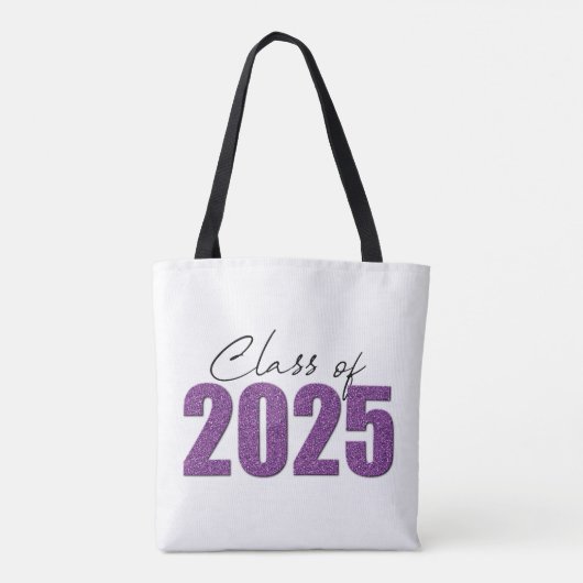 Paarse Glitter Klasse van 2025 Tote Bag (Achterkant)