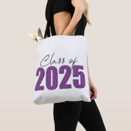Paarse Glitter Klasse van 2025 Tote Bag