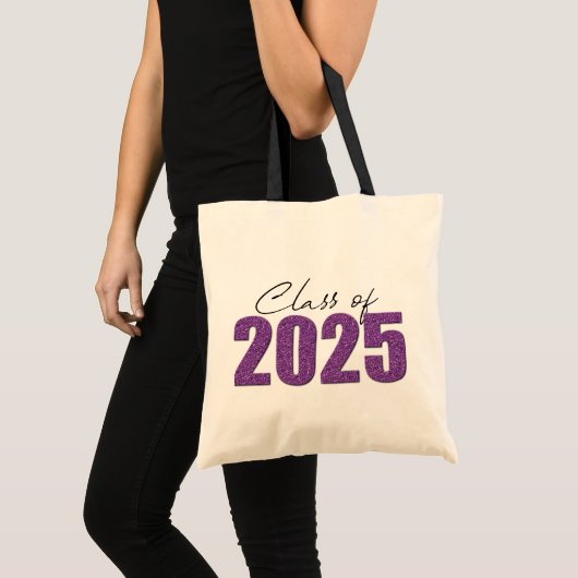 Paarse Glitter Klasse van 2025 Tote Bag (Voorkant (product))