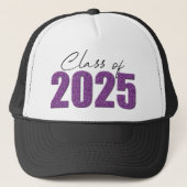 Paarse Glitter Klasse van 2025 Trucker Pet (Voorkant)