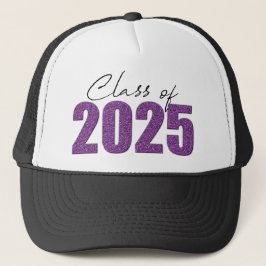 Paarse Glitter Klasse van 2025 Trucker Pet