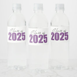 Paarse Glitter Klasse van 2025 Waterfles Etiket