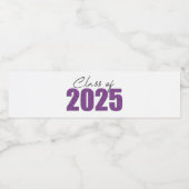 Paarse Glitter Klasse van 2025 Waterfles Etiket (Enkel label)