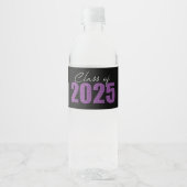 Paarse Glitter Klasse van 2025 Waterfles Etiket (Voorkant)