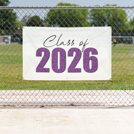 Paarse Glitter Klasse van 2026 Spandoek (Insitu)