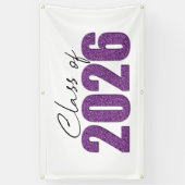 Paarse Glitter Klasse van 2026 Spandoek (Verticaal)