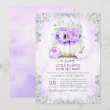 Paarse glitter kleine bloemige pompoen Baby shower