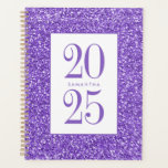Paarse Glitter Kleurrijk Gepersonaliseerd 2025 Planner<br><div class="desc">Leuke paarse - dus zeer paarse - en lavendel faux glitter glinsterende achtergrond op een nieuwe klassiek luxe ogende ongedateerde planner voor 2025 met aangepaste naam of planner onderwerp titel in een vierkant op de voorkant.</div>