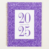 Paarse Glitter Kleurrijk Gepersonaliseerd 2025 Planner (Voorkant)