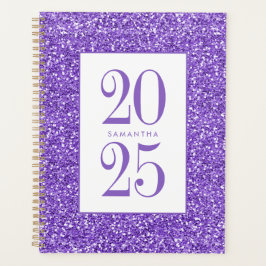 Paarse Glitter Kleurrijk Gepersonaliseerd 2025 Planner