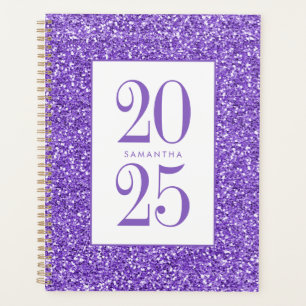 Paarse Glitter Kleurrijk Gepersonaliseerd 2025 Planner