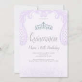 Paarse Glitter & Lace, Quinceañera-uitnodigingen Kaart (Voorkant)