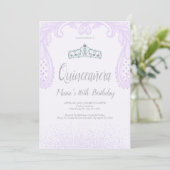 Paarse Glitter & Lace, Quinceañera-uitnodigingen Kaart (Staand voorkant)