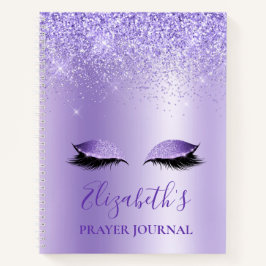 Paarse Glitter Lashes Notitieboek Prayer Journal