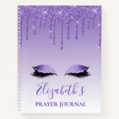 Paarse Glitter Lashes Notitieboek Prayer Journal (Voorkant)
