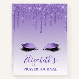 Paarse Glitter Lashes Notitieboek Prayer Journal