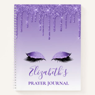 Paarse Glitter Lashes Notitieboek Prayer Journal