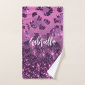 Paarse Glitter Leopard Print Bad Handdoek (Handdoek)