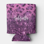 Paarse Glitter Leopard Print Blikjeskoeler (Achterkant)