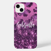 Paarse Glitter Leopard Print iPhone Hoesje (Achterkant)