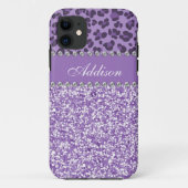Paarse Glitter Leopard Print Rhinestone Girly Hoes (Achterkant)