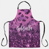 Paarse Glitter Leopard Print Schort (Voorkant)