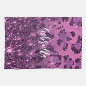 Paarse Glitter Leopard Print Theedoek (Horizontaal)