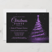 Paarse Glitter Licht Boom Kerstfeest Kaart (Voorkant)