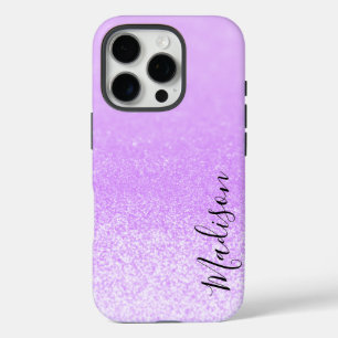 Paarse Glitter Lichten Gepersonaliseerd iPhone 16 Pro Hoesje