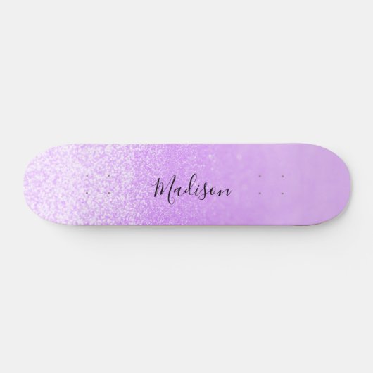 Paarse Glitter Lichten Gepersonaliseerd Persoonlijk Skateboard (Horizontaal)