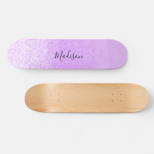 Paarse Glitter Lichten Gepersonaliseerd Persoonlijk Skateboard (Horizontaal)