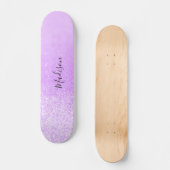 Paarse Glitter Lichten Gepersonaliseerd Persoonlijk Skateboard (Voorkant)
