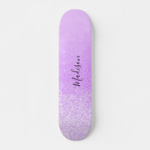 Paarse Glitter Lichten Gepersonaliseerd Persoonlijk Skateboard