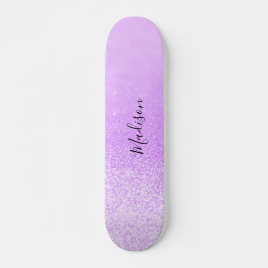 Paarse Glitter Lichten Gepersonaliseerd Persoonlijk Skateboard (Voorkant)