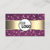 Paarse Glitter Lichtgevende Sterren Gouden Rand en Visitekaartje (Voorkant)