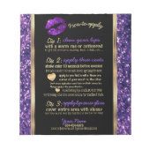Paarse glitter Lip hoe de Instructiebladen moeten  Notitieblok (Voorkant)
