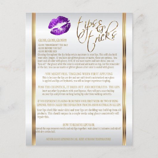 * Paarse Glitter Lip Instructies 2 Flyer (Achterkant)