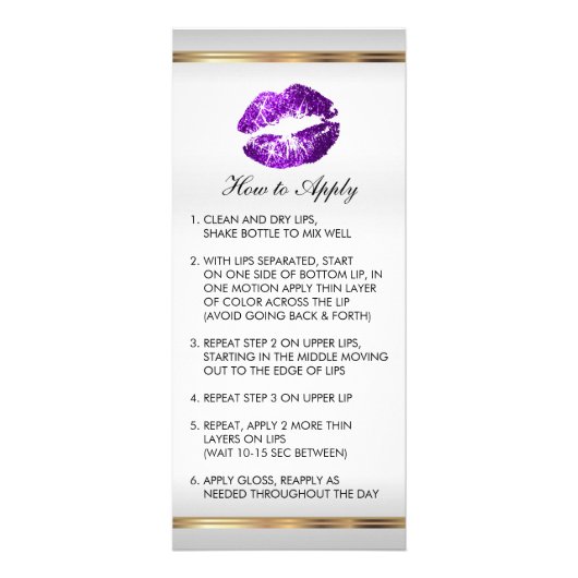 Paarse Glitter Lip Instructies 2 Reclamekaart (Voorkant)