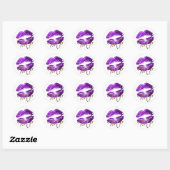 Paarse Glitter Lippen - Tester Ronde Sticker (Vel)