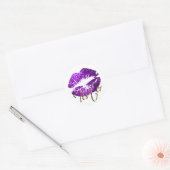 Paarse Glitter Lippen - Tester Ronde Sticker (Envelop)