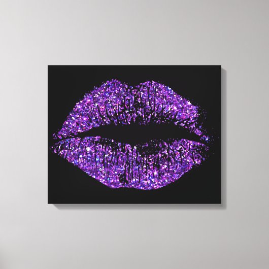 Paarse glitter Lips #2 Canvas Afdruk (Voorkant)
