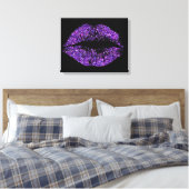 Paarse glitter Lips #2 Canvas Afdruk (Insitu (Slaapkamer))